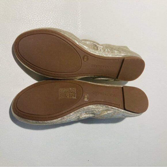 LUCKY BRAND Sz 8 Gold Ballet Elasticized Sides for Comfort Fit Slip On Flats NWT - Picture 11 of 11